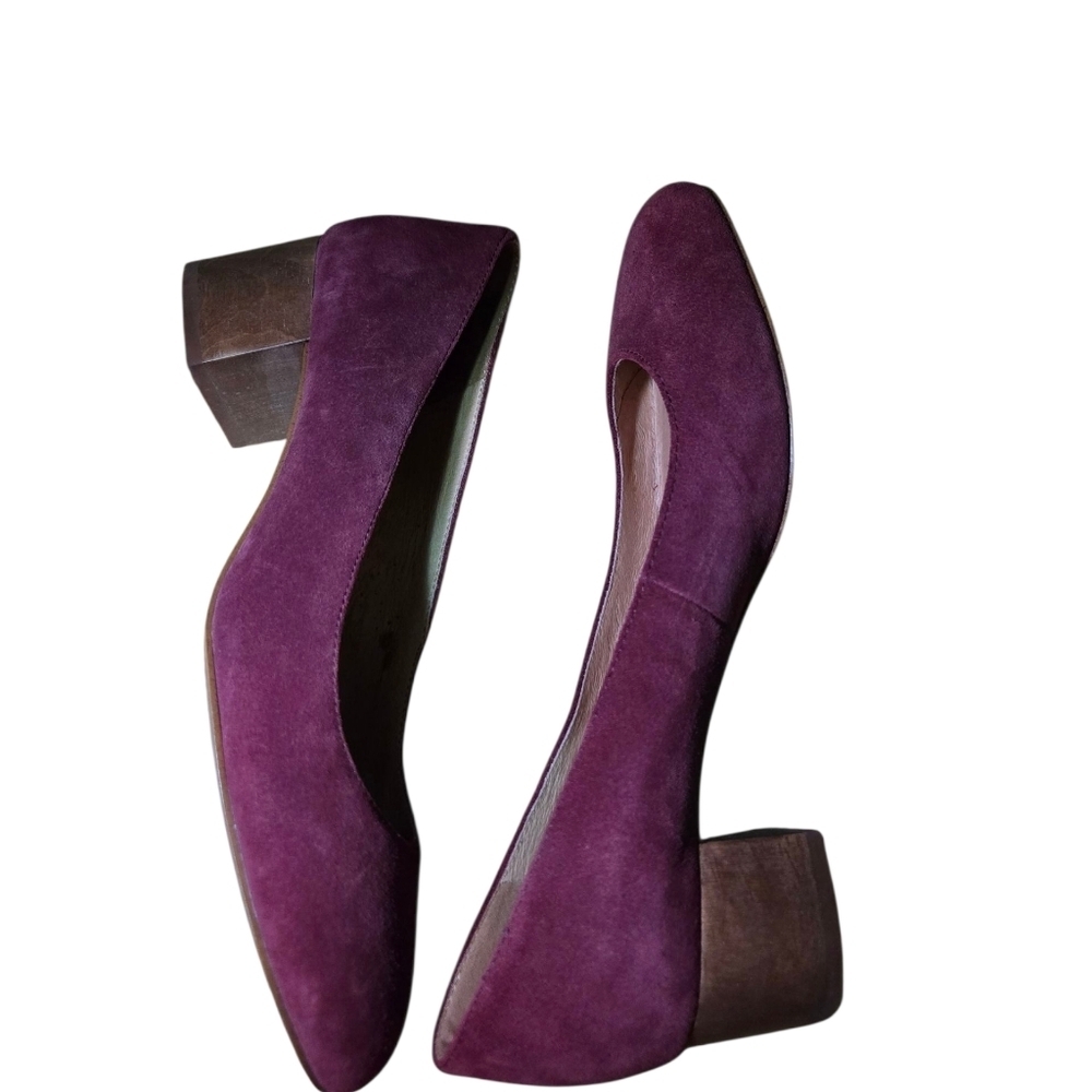 Madewell Burgundy Rounded toe heels pumps Women size 8 suede leather - Picture 6 of 8